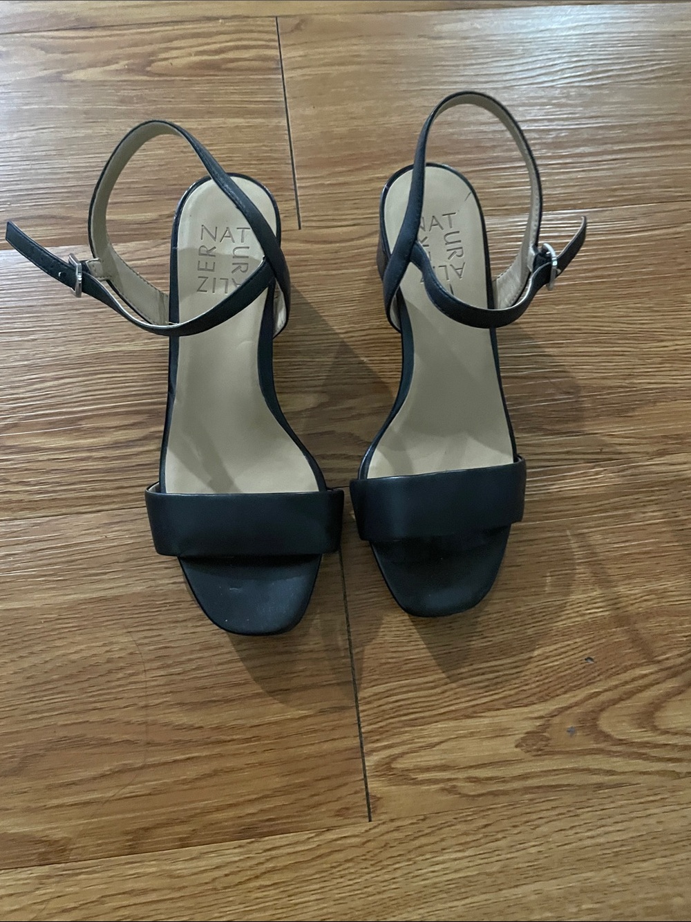 Naturalizer Black Open-Toe Ankle Strap Heels